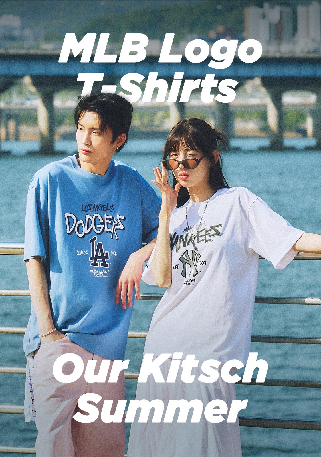 新品⭐韓国限定⭐MLB Korea⭐Mサイズ Tシャツ モノグラム 水色 엠엘비 코리아 - 키치한 여름의 완성 MLB 썸머 로고 아이템
