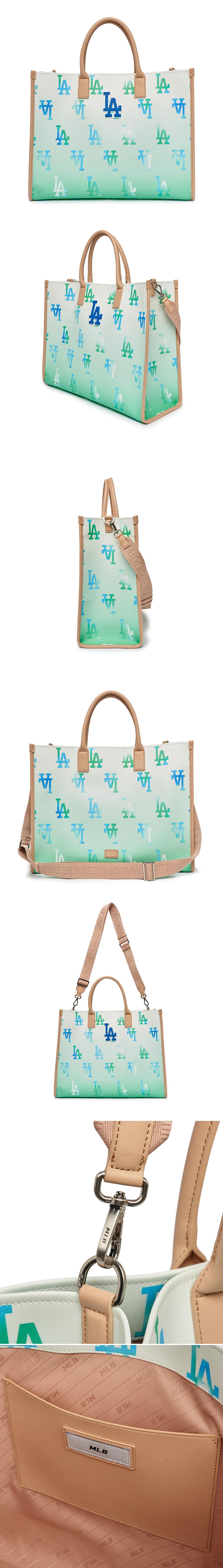 MLB Korea - Gradient Monogram Coated Canvas Large Tote Bag La Dodgers