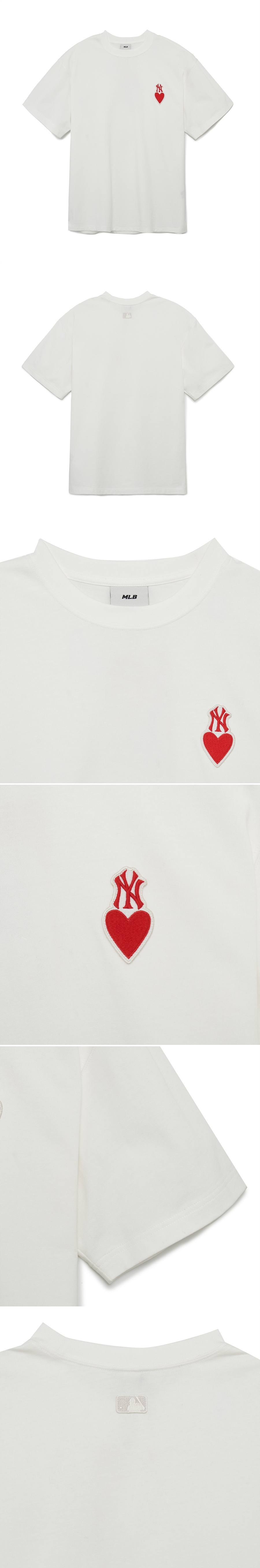 MLB Korea - Love Heart Couple Overfit T-Shirt - NY Yankees White1 / L