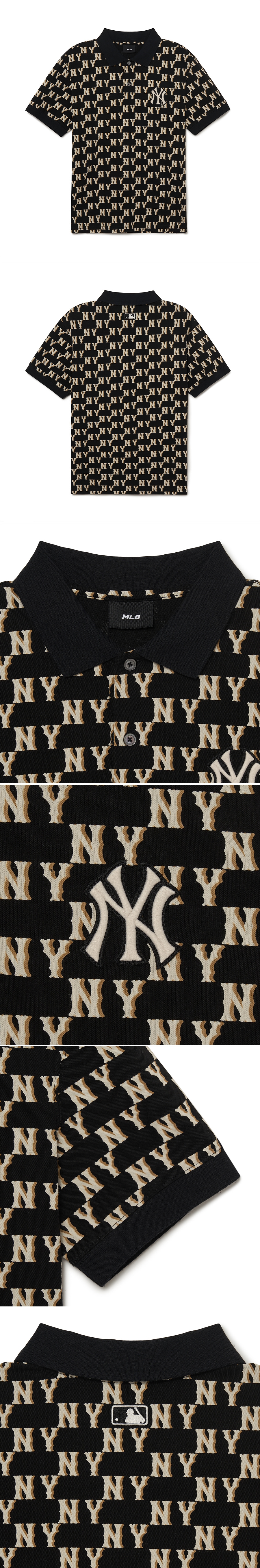 MLB NY Yankees Basic Monogram All Over Tee Black Gold