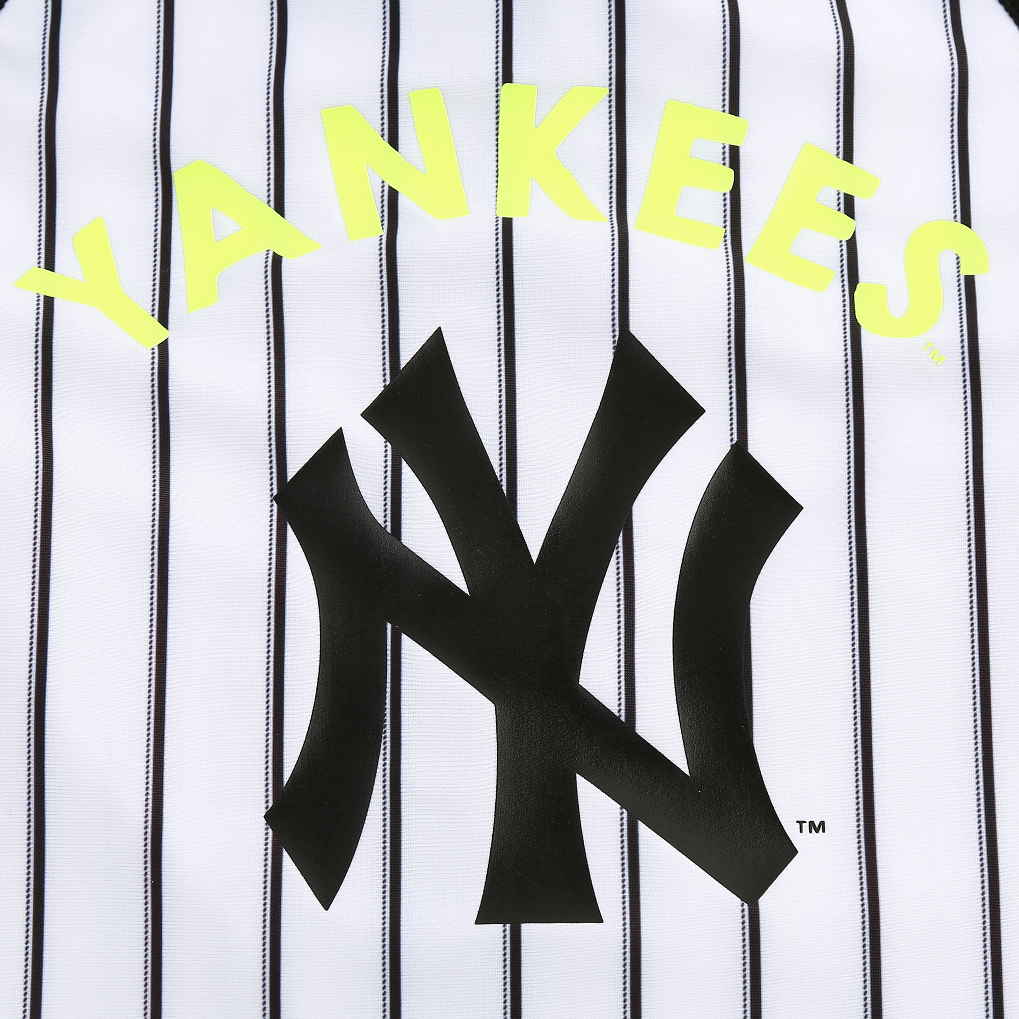 条纹配色拉链防晒上身泳衣 new york yankees