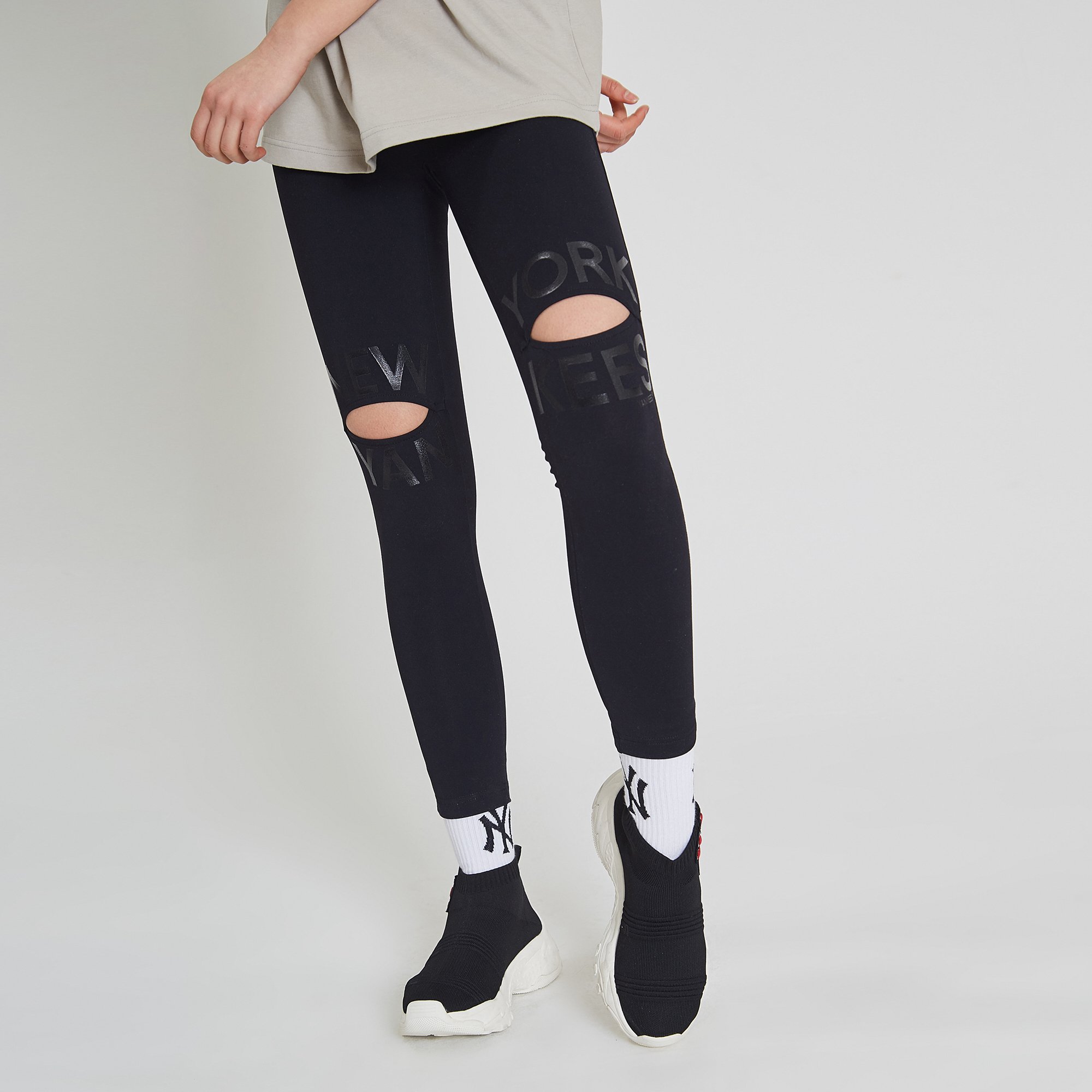 new york yankees 膝盖开口亮点打底裤