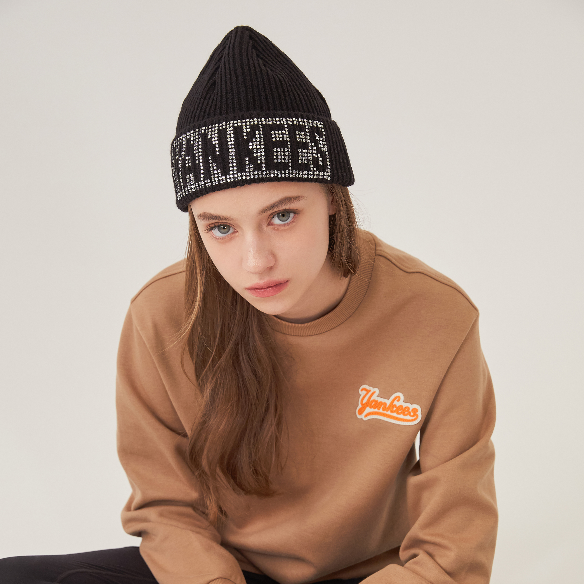 new york yankees 方形亮片针织帽