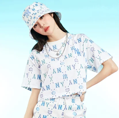 여성 썸머 컬러 모노그램 반팔 티셔츠 뉴욕양키스