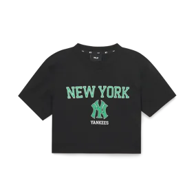 여성 바시티 크롭 반팔 티셔츠 뉴욕양키스