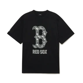 큐브 클리핑 모노그램 오버핏 반팔 티셔츠 보스턴 레드삭스