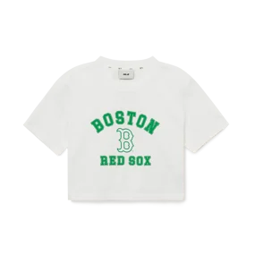 여성 바시티 컴포터블 크롭 반팔 티셔츠 보스턴 레드삭스