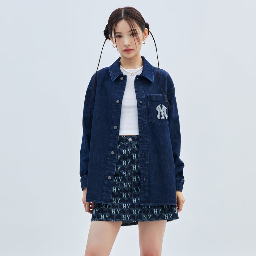 큐브 모노그램 빅럭스 데님셔츠 뉴욕양키스