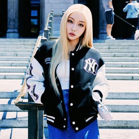 울 와펜 소매배색 바시티자켓 뉴욕양키스