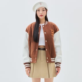 울 베이직 소매배색 바시티자켓 보스턴 레드삭스