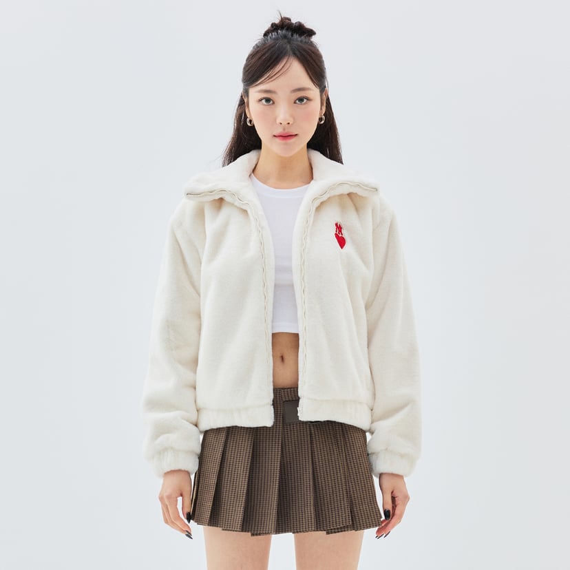 여성 하트 크롭 에코퍼 점퍼 뉴욕양키스