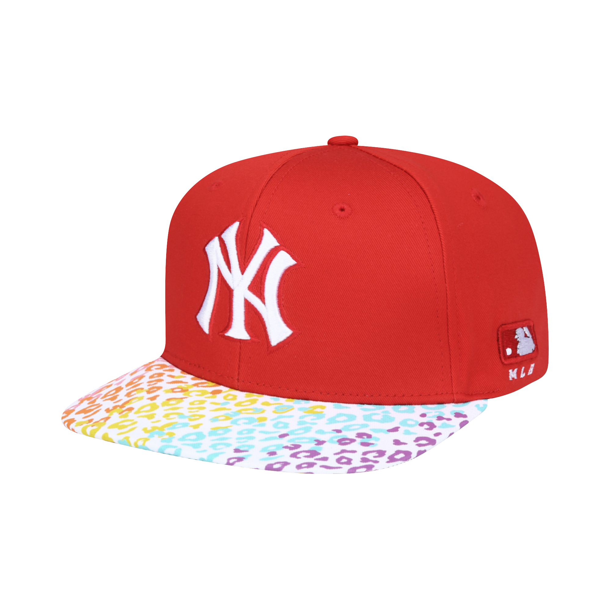 new york yankees 彩虹斜线豹纹平沿帽