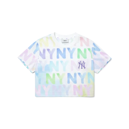 여성 수채화 모노그램 크롭 티셔츠 뉴욕양키스