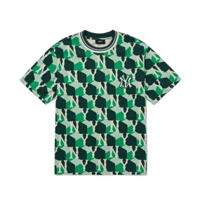 큐브 모노그램 오버핏 반팔 티셔츠 뉴욕양키스