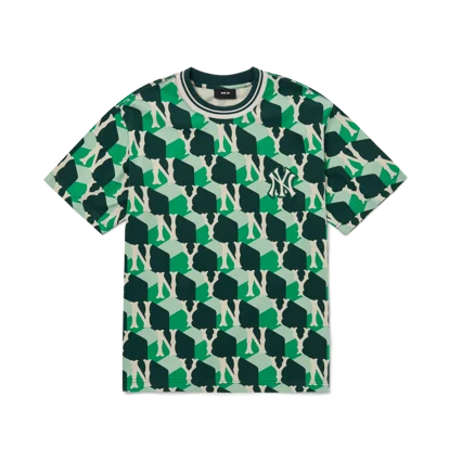 큐브 모노그램 오버핏 반팔 티셔츠 뉴욕양키스