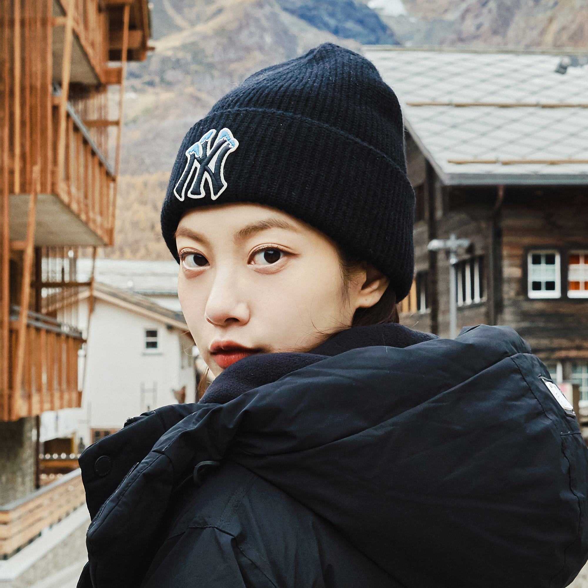 스노우 로고 비니 비니 MLB