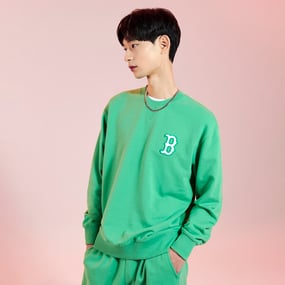 베이직 미디움로고 오버핏 오가닉 맨투맨 보스턴 레드삭스