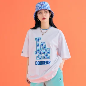 큐브 클리핑 모노그램 오버핏 반팔 티셔츠 LA다저스