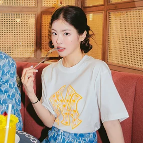 큐브 클리핑 모노그램 오버핏 반팔 티셔츠 뉴욕양키스