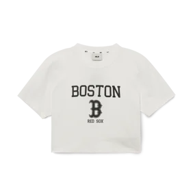 여성 바시티 크롭 반팔 티셔츠 보스턴 레드삭스